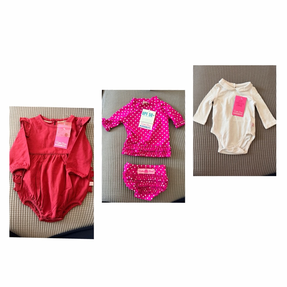 Ruffle Butts NWT onsies and bathing suit (3 outfits total)
